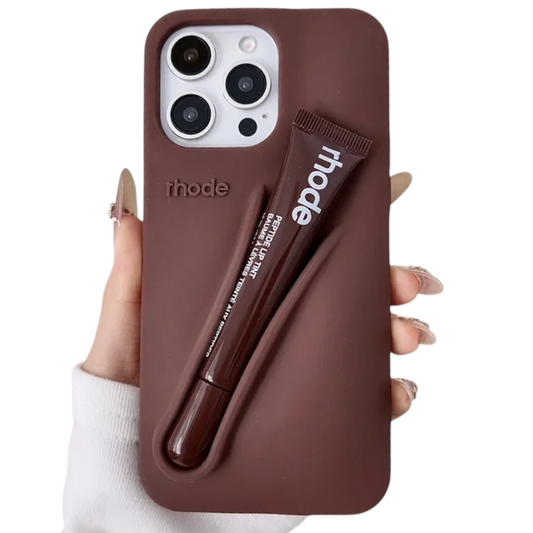 Lip Gloss Kit Silicon Phone Case for iPhone - Espresso