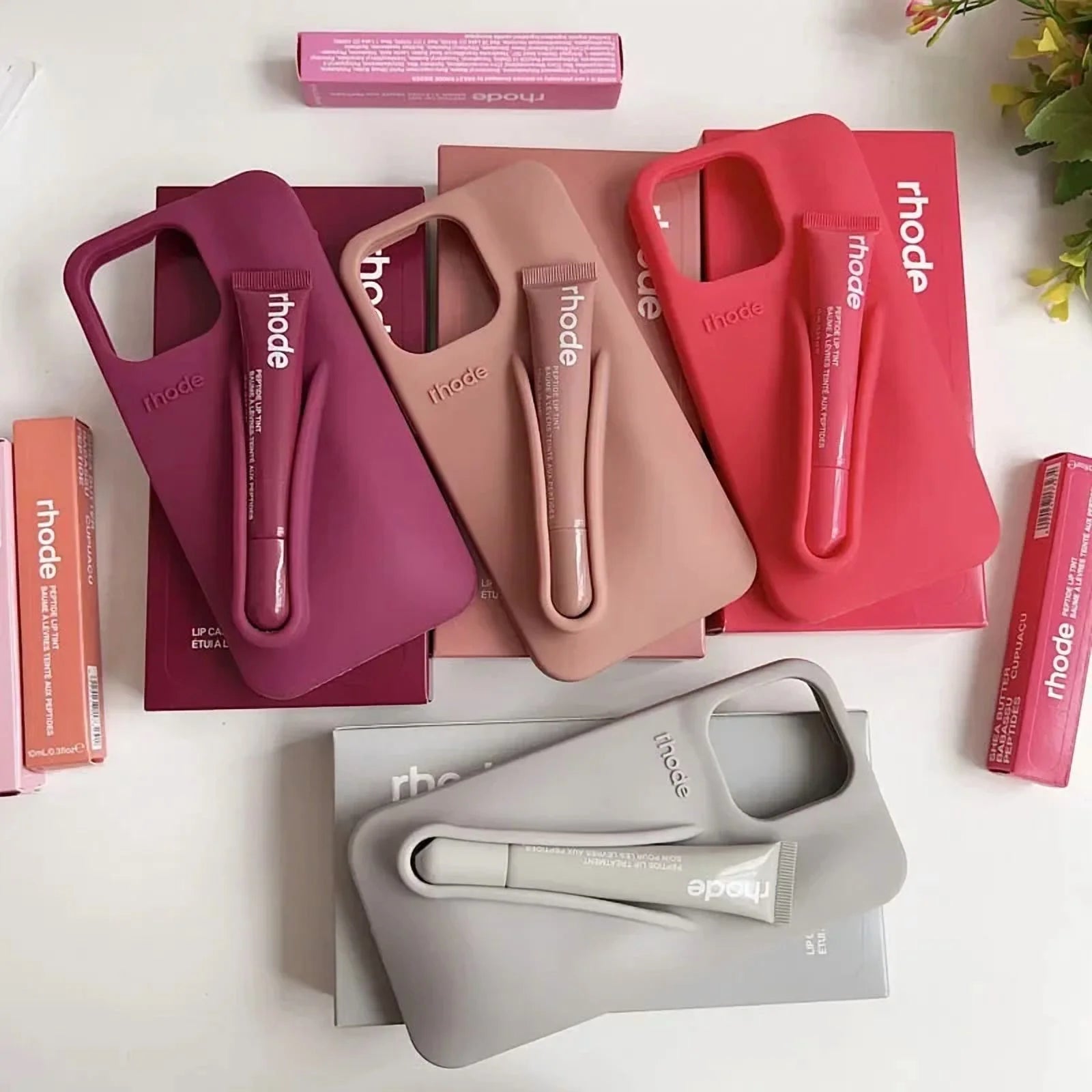 With Free Lip Gloss Silicon Phone Case for iPhone - 10 COLOURS