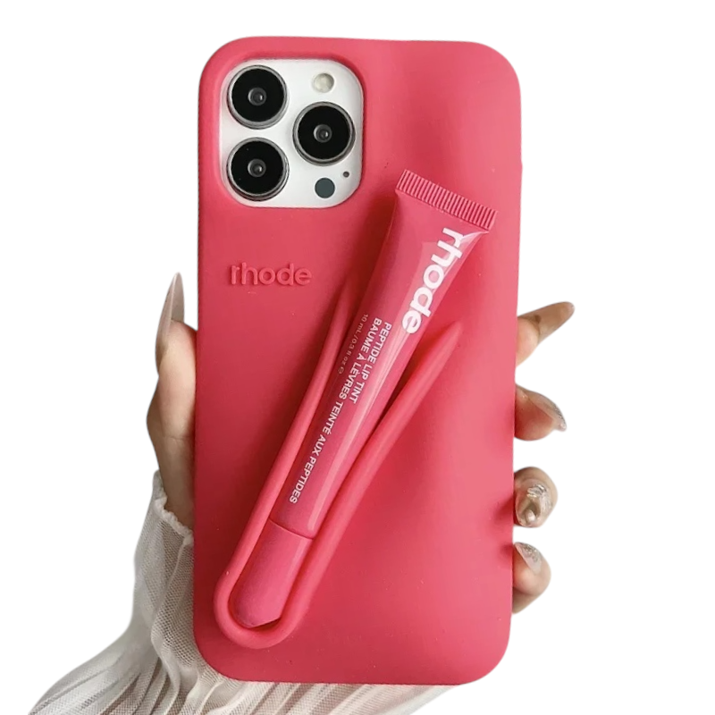 Lip Gloss Kit Silicon Phone Case for iPhone - Red