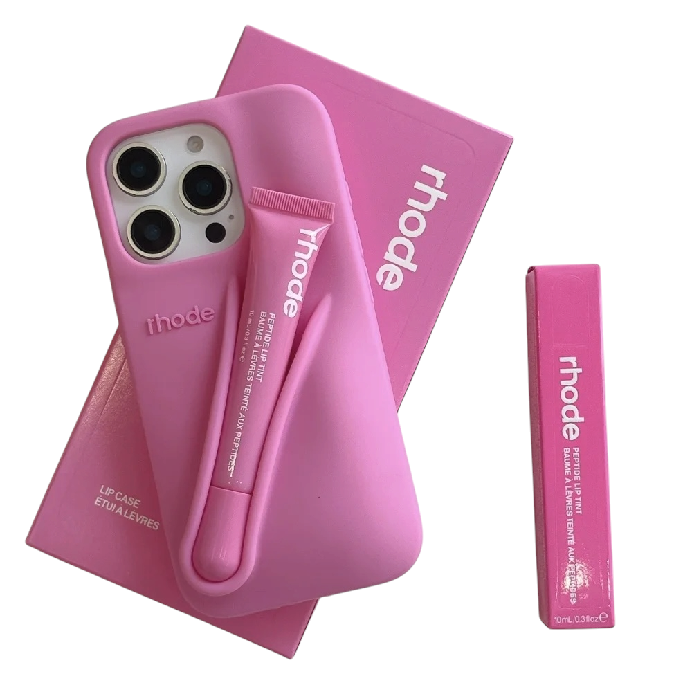 With Free Lip Gloss Silicon Phone Case for iPhone - 10 COLOURS
