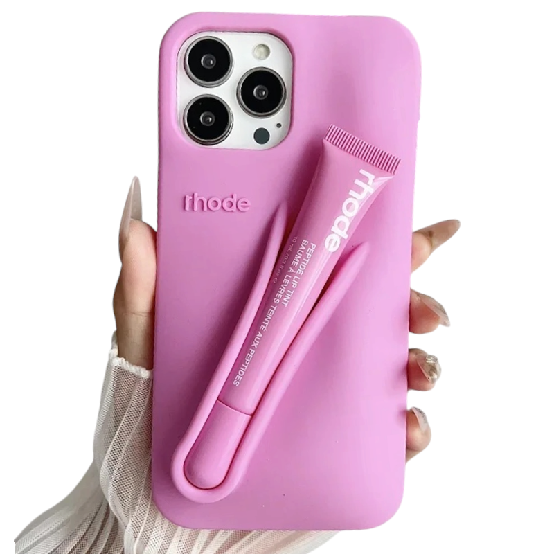 Lip Gloss Kit Silicon Phone Case for iPhone - Pink