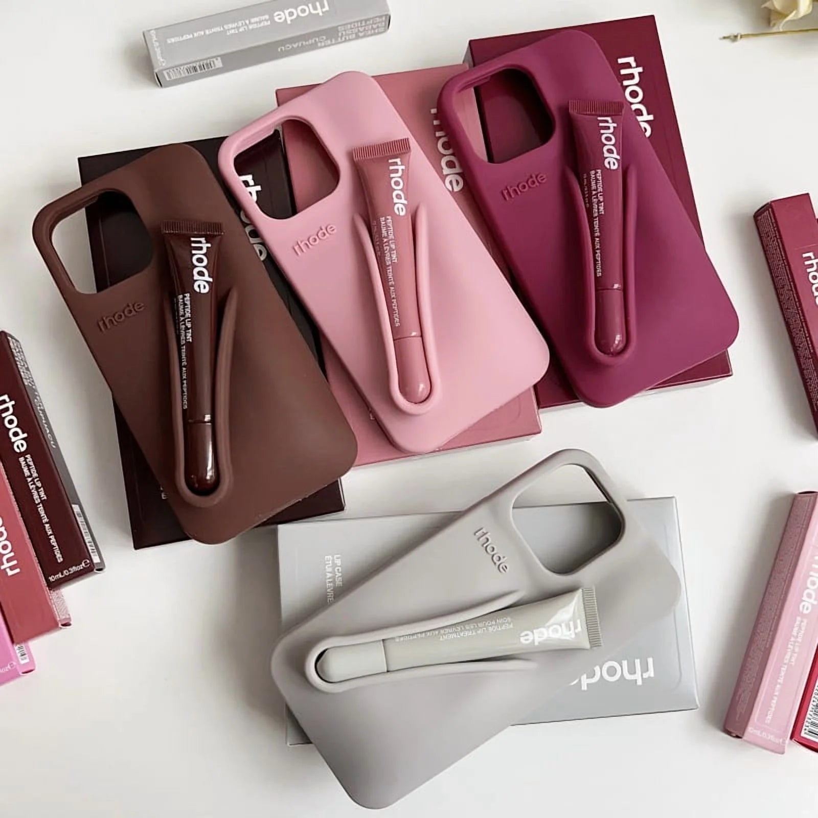 With Free Lip Gloss Silicon Phone Case for iPhone - 10 COLOURS