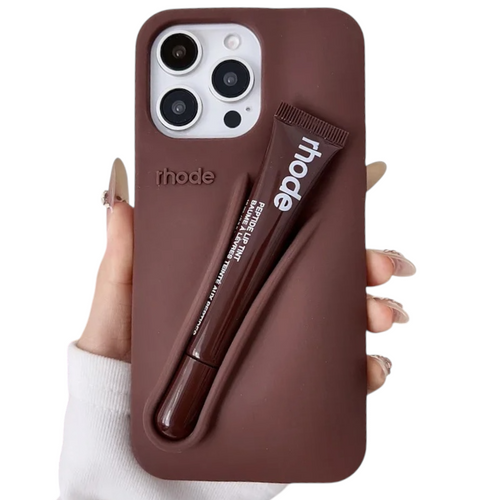 Lip Gloss Kit Silicon Phone Case for iPhone - Espresso