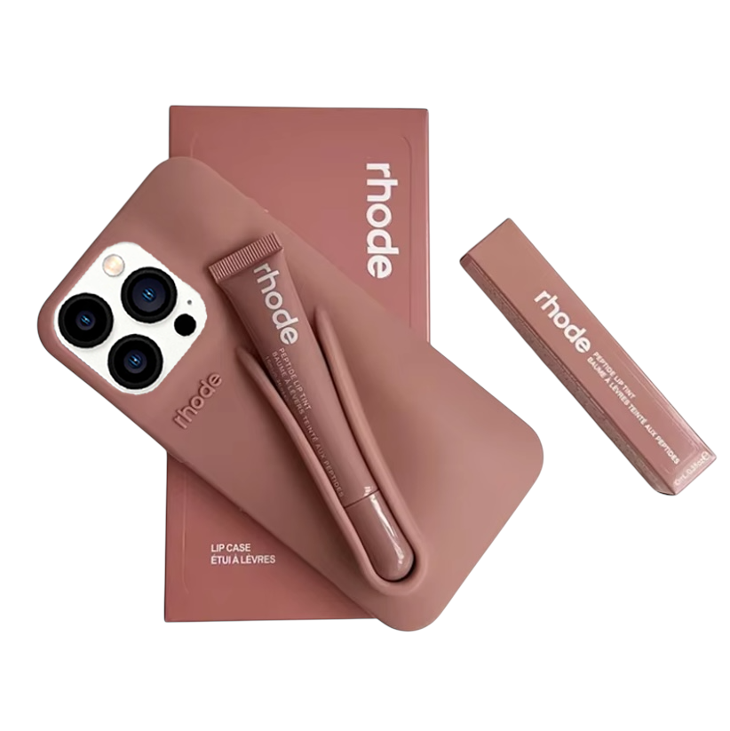 With Free Lip Gloss Silicon Phone Case for iPhone - 10 COLOURS